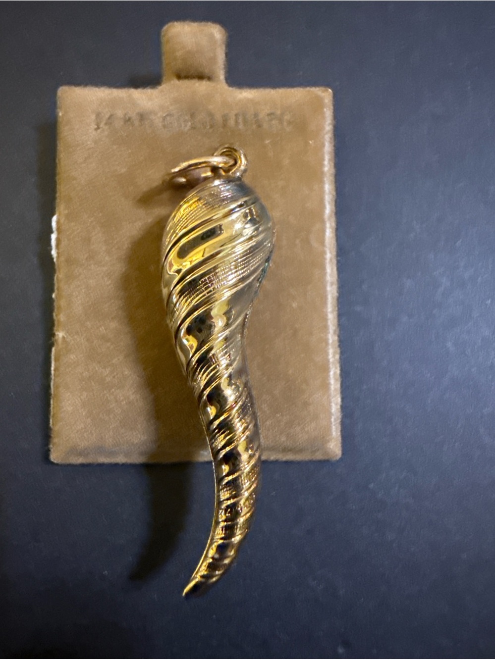 14K Yellow Gold Italian Cornicello Horn Pendant